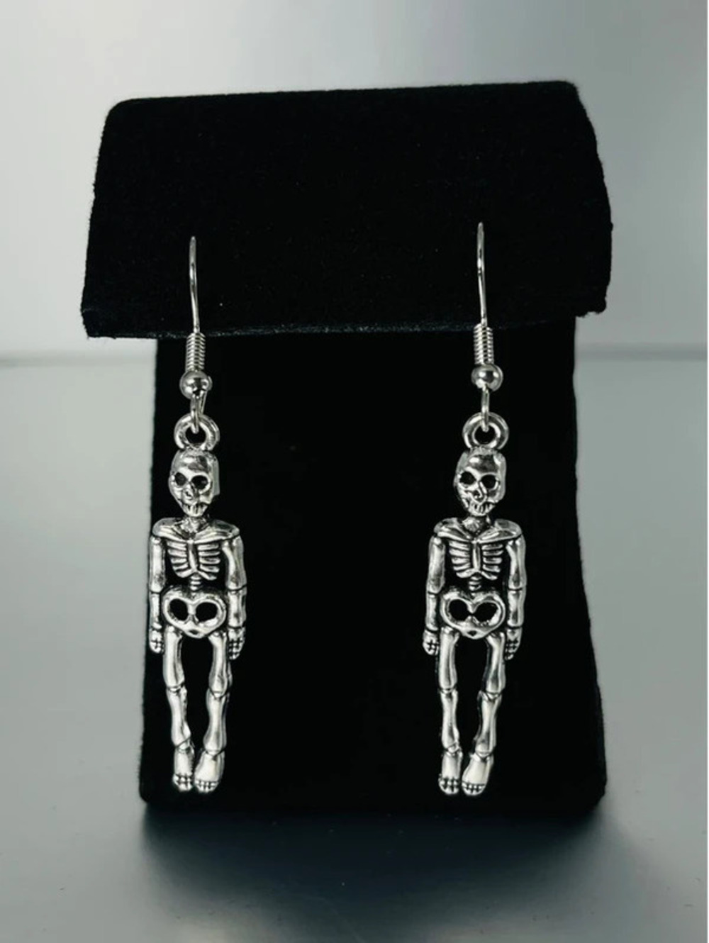 Silver Skeleton Dangle Earrings - New Without Tags